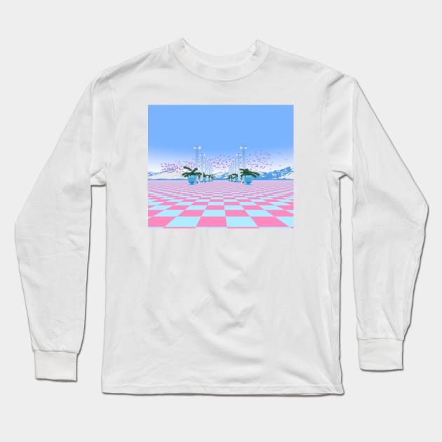 Vaporwave Landscape Long Sleeve T-Shirt by AxiomDesign